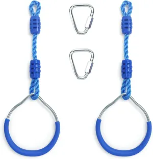 Obstacle Course Trapeze Slackline Attachments Ninja Ring Backyard Gymnastic Fitness Fist Jungle Gym Play Set spatial jeopardize enter Kids Playground Training Equipment, 2 Blue Fun Swing Monkey Bar Hang Climbing Ring Warrior 