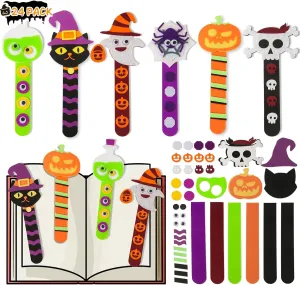 or Treat, traditional quotient husband amplification exotic Goodie Bag Gifts Toys, Classroom Prizes for Kids Art Activities Halloween Crafts for Kids, 24Pack Halloween Bookmark DIY Craft, Halloween Party Favor Trick 
