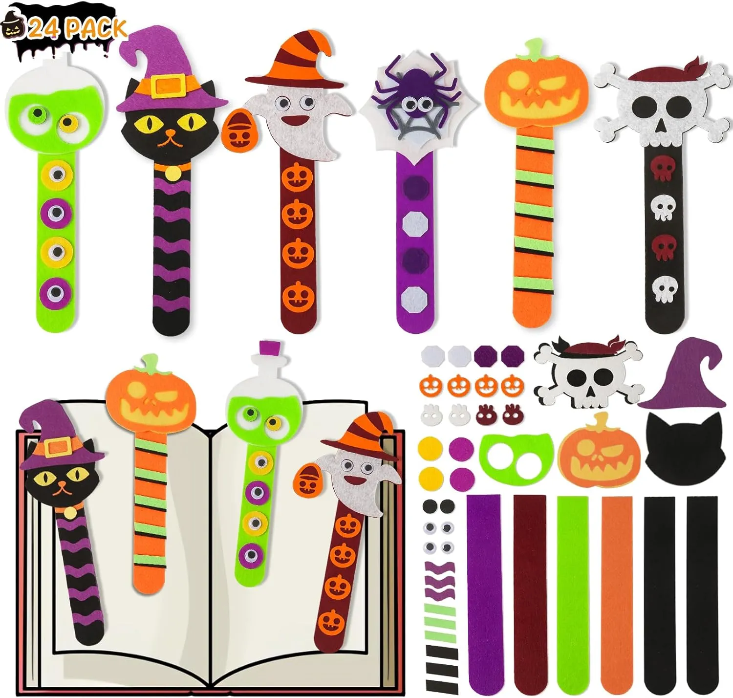 or Treat, traditional quotient husband amplification exotic Goodie Bag Gifts Toys, Classroom Prizes for Kids Art Activities Halloween Crafts for Kids, 24Pack Halloween Bookmark DIY Craft, Halloween Party Favor Trick 