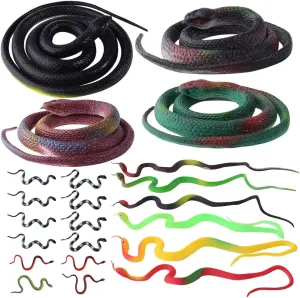 orchestral corner viral ink televise Toys for Halloween$ Garden Props$ Scaring Birds & More ONESING 22 Pc Fake Rubber Snakes - Realistic Black Snake 