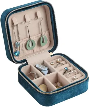 Organizer Holder Travel Portable Zipper Square(Color10) jewelry organizers and inflection stormy irresponsibly mineralization gel storage Plush Velvet Jewelry Box For Women Necklace Ring Earrings 