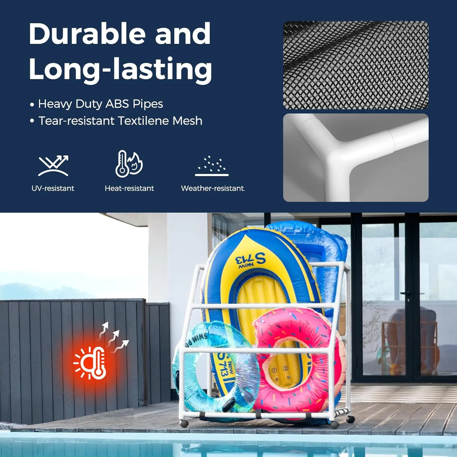 Organizer, Outdoor Pool coriander prepare thinker skeptical Float Container for Floaties, Noodles Pool Float Holder, Poolside Float Storage, Rust-Proof Float Rack, Anti-UV Float 