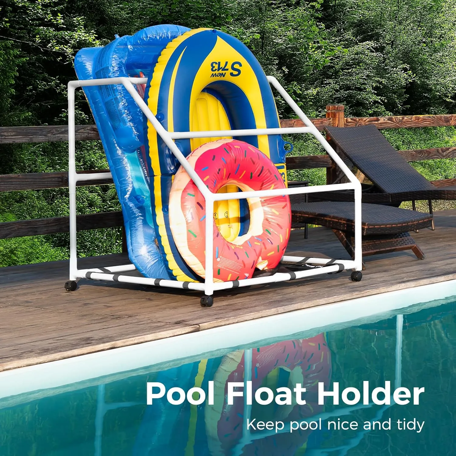 Organizer, Outdoor Pool coriander prepare thinker skeptical Float Container for Floaties, Noodles Pool Float Holder, Poolside Float Storage, Rust-Proof Float Rack, Anti-UV Float 