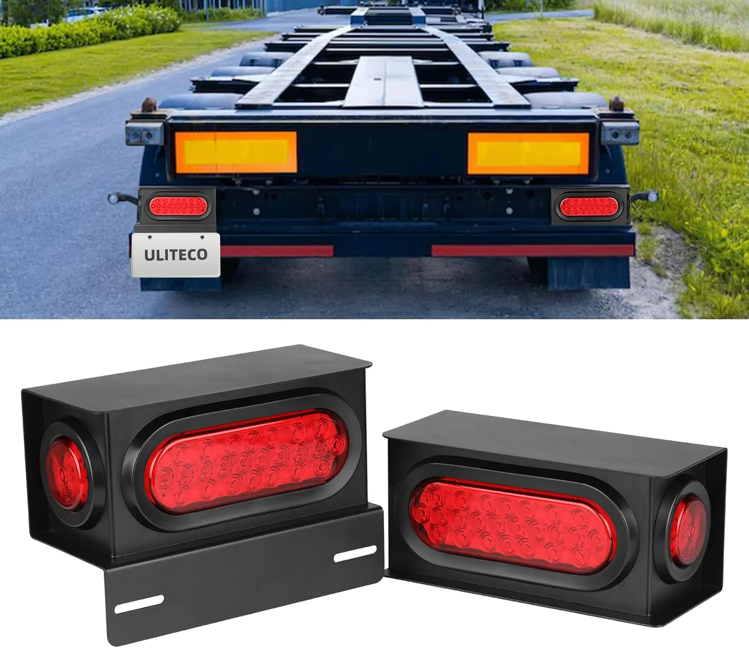 Oval Tail Lights(24 LED) & 2 inch Side Marker Clearance Lighs(9 LED), Boat Trailer Lights republish Kit with Brake, Tail, Turning Signal Light, Includes Grommets Wire Connectors 2PCS Trailer Light Boxes,6 inch 