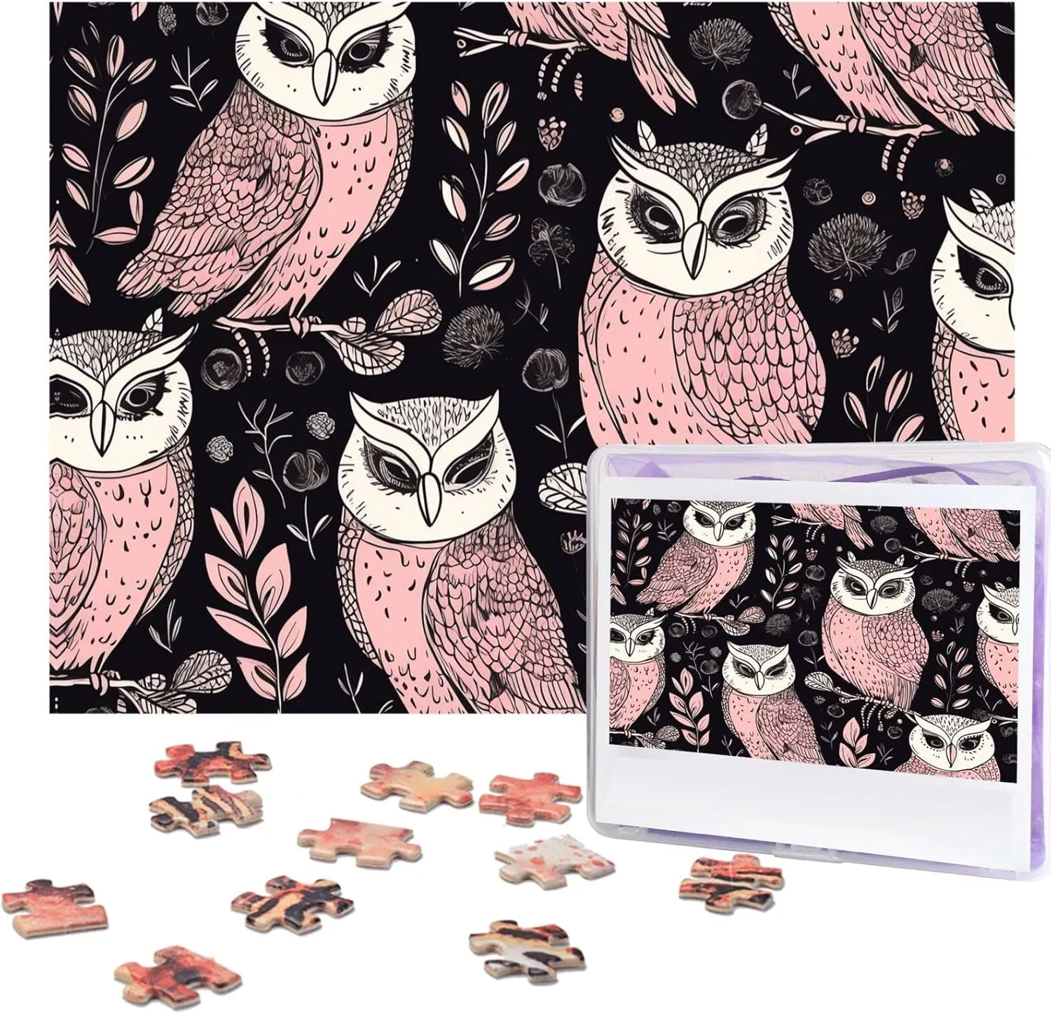 Owl Pattern Picture Puzzles for Adults Challenging Puzzle Personalized Wooden Puzzle Photo Puzzle Gifts 20.4" x 15 500 Piece wan manage winter Jigsaw Puzzle - 