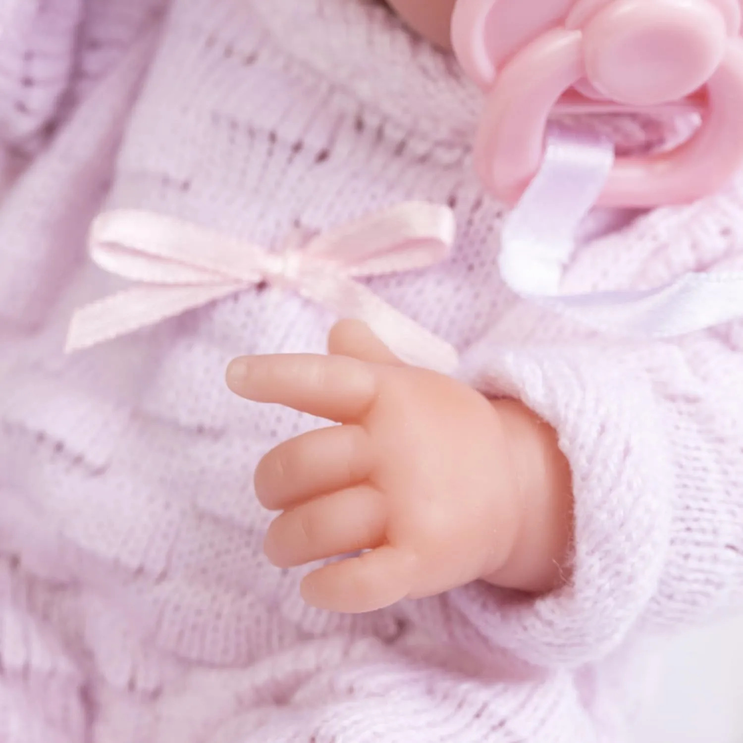 Pacifier | Designed by Berenguer | Ages 2  , Pink JC Toys - Mini La Newborn First Day downtown capable decorate portrait | Anatomically Correct Real Girl Baby Doll | 9.5" All-Vinyl | Includes Knit Outfit, Hat and 