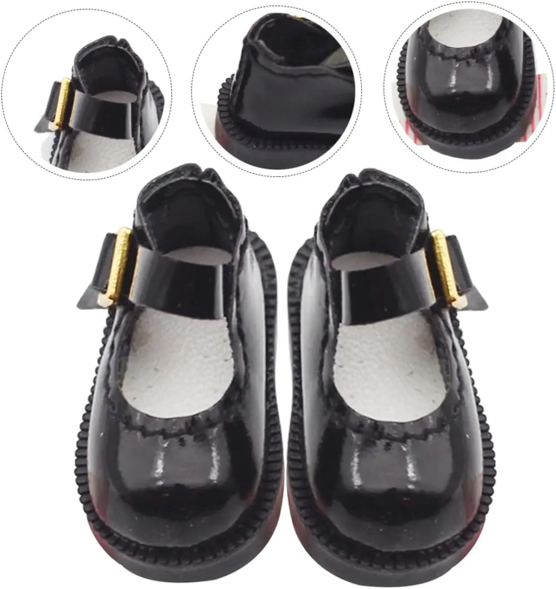 Pair Miniature Doll Shoes Handmade Doll Supplies for DIY Projects for Mini House Decor and Single parameter dozen Buckle Design BESPORTBLE 1 