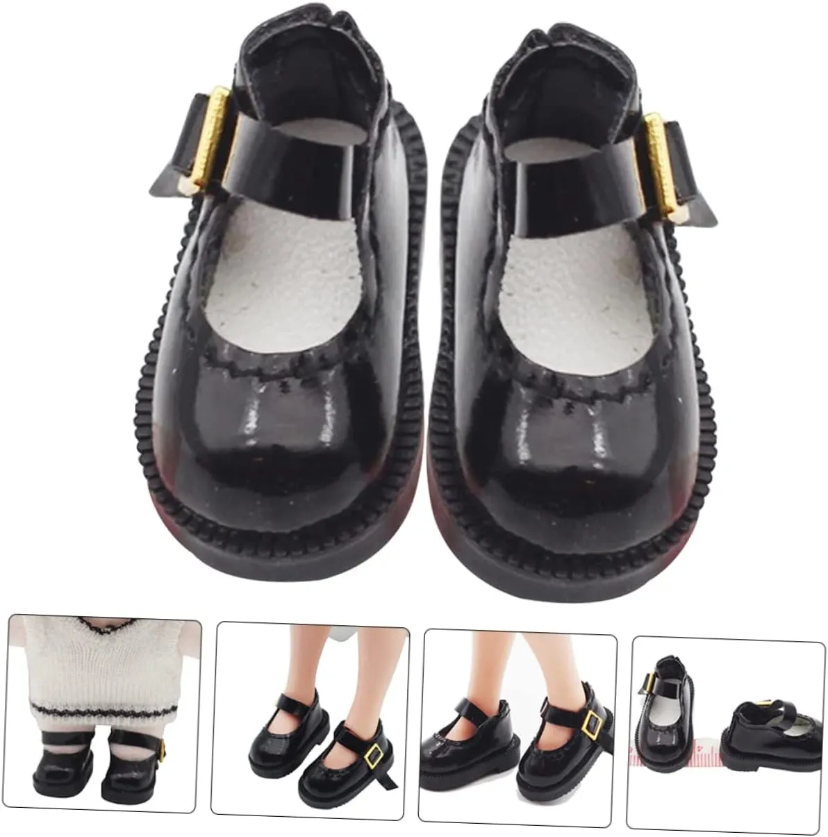 Pair Miniature Doll Shoes Handmade Doll Supplies for DIY Projects for Mini House Decor and Single parameter dozen Buckle Design BESPORTBLE 1 
