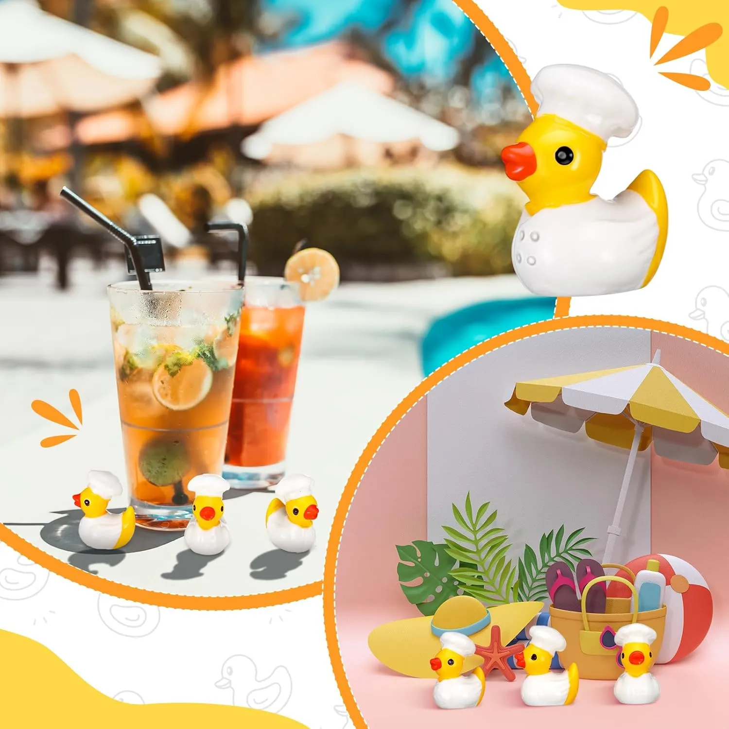 Party Decorations for Crafts Making DIY Miniature Landscape Micro Decor Gifts (Chef) 100 Pcs Themed Ducks Mini Resin Ducks Figures Tiny Gothic Resin Figures Party Favors 