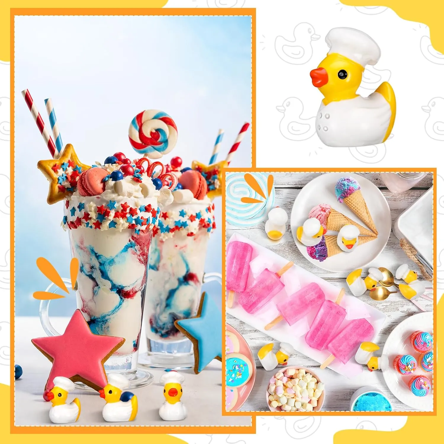 Party Decorations for Crafts Making DIY Miniature Landscape Micro Decor Gifts (Chef) 100 Pcs Themed Ducks Mini Resin Ducks Figures Tiny Gothic Resin Figures Party Favors 