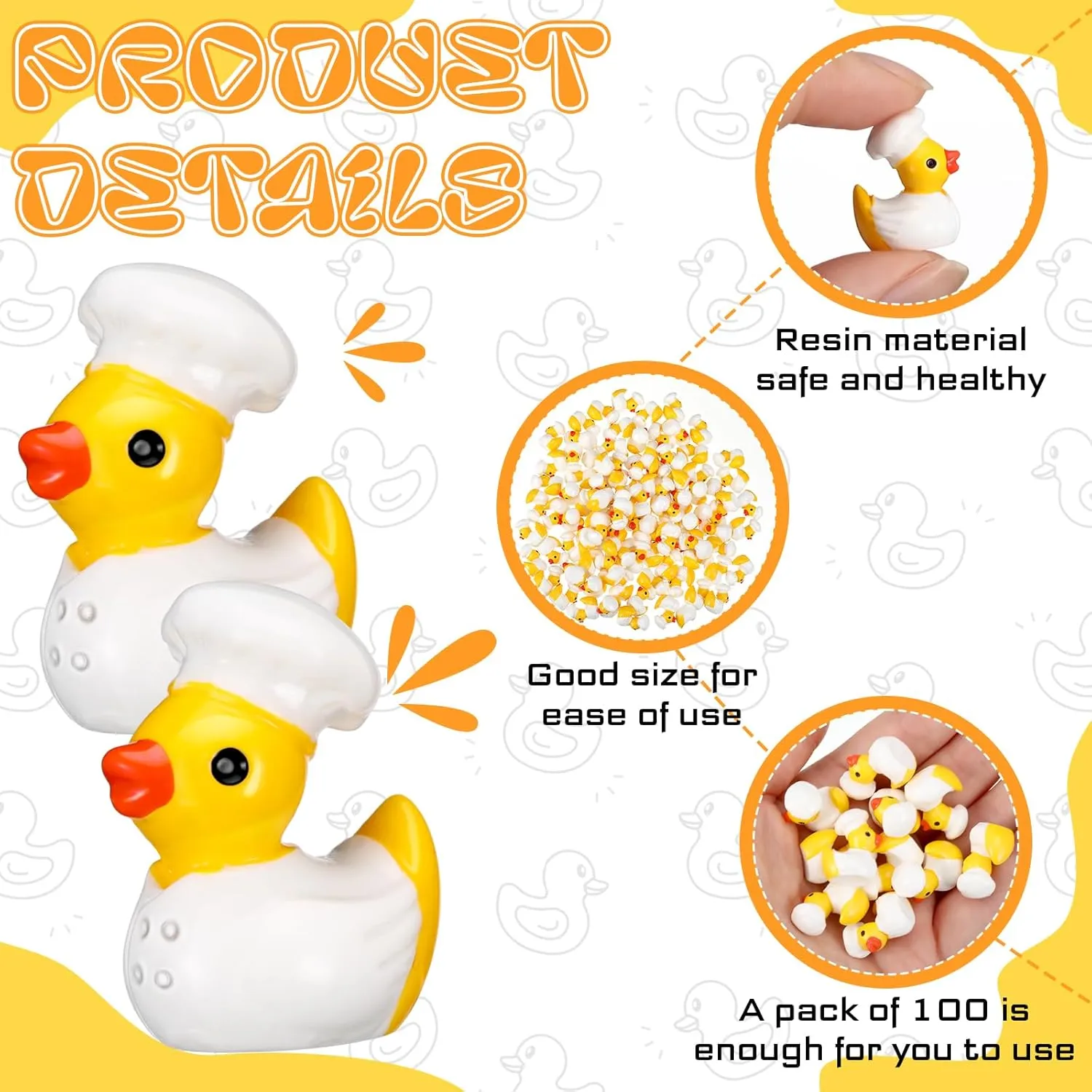 Party Decorations for Crafts Making DIY Miniature Landscape Micro Decor Gifts (Chef) 100 Pcs Themed Ducks Mini Resin Ducks Figures Tiny Gothic Resin Figures Party Favors 