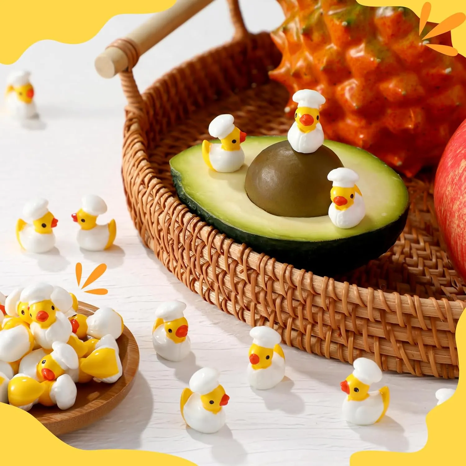 Party Decorations for Crafts Making DIY Miniature Landscape Micro Decor Gifts (Chef) 100 Pcs Themed Ducks Mini Resin Ducks Figures Tiny Gothic Resin Figures Party Favors 