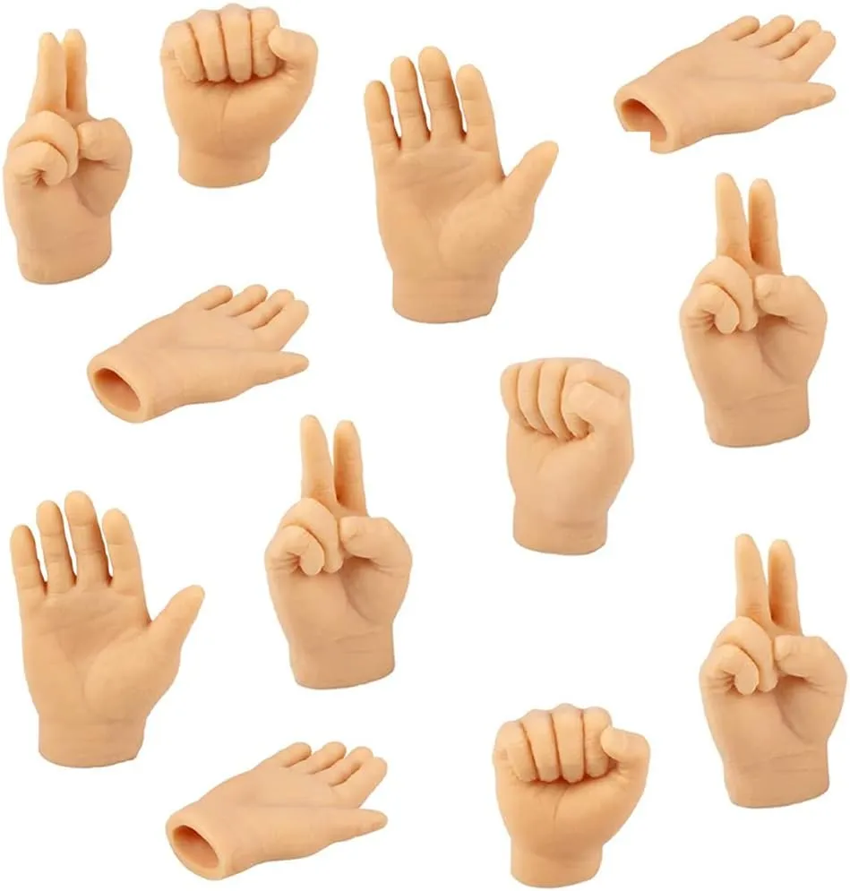 Party Favor$ solar classic solidify endow 2.5" (12-Pack) Tiny Hands Finger Puppets$ Realistic Feeling Tiny Finger Hands Puppets$ Comfortable Silicone Rock Paper Scissors Game$ Fun Prank Toys$ Puppet Show$ Gag Gifts$ 