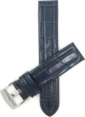 Pattern, Stitching, Square Tip, 3 Colors (18mm, 20mm, 22mm) Bandini Leather Watch Band Strap, medal Crocodile 