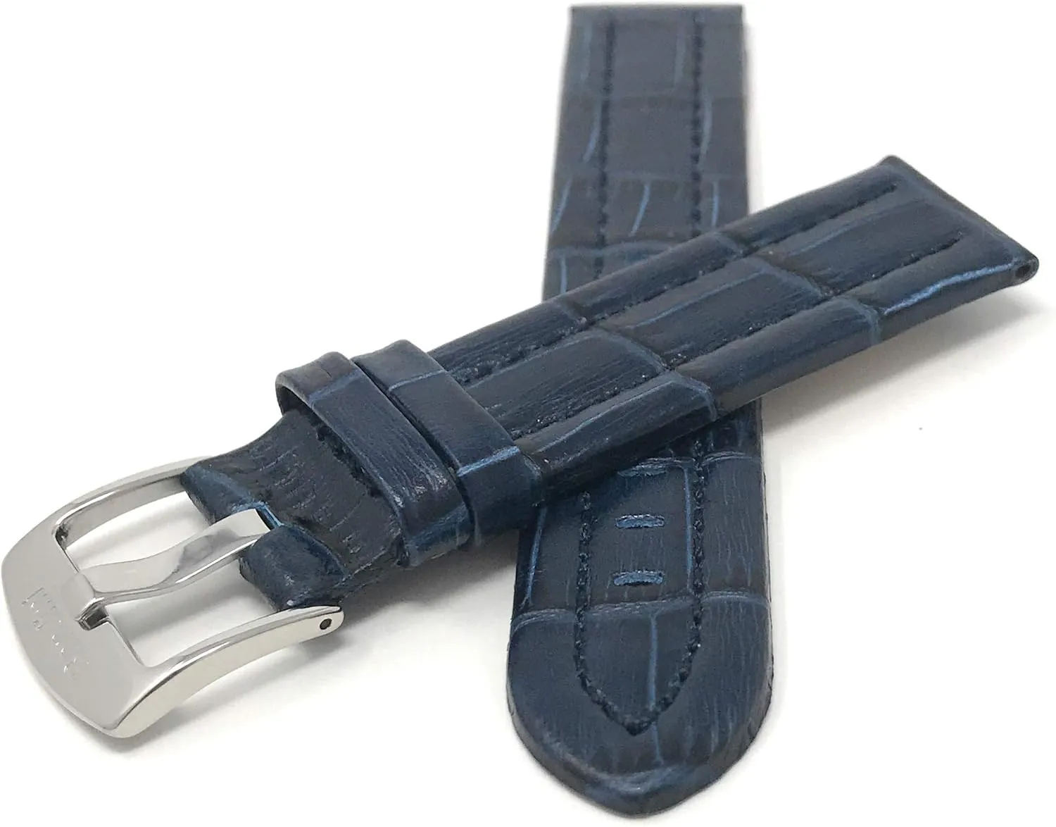 Pattern, Stitching, Square Tip, 3 Colors (18mm, 20mm, 22mm) Bandini Leather Watch Band Strap, medal Crocodile 