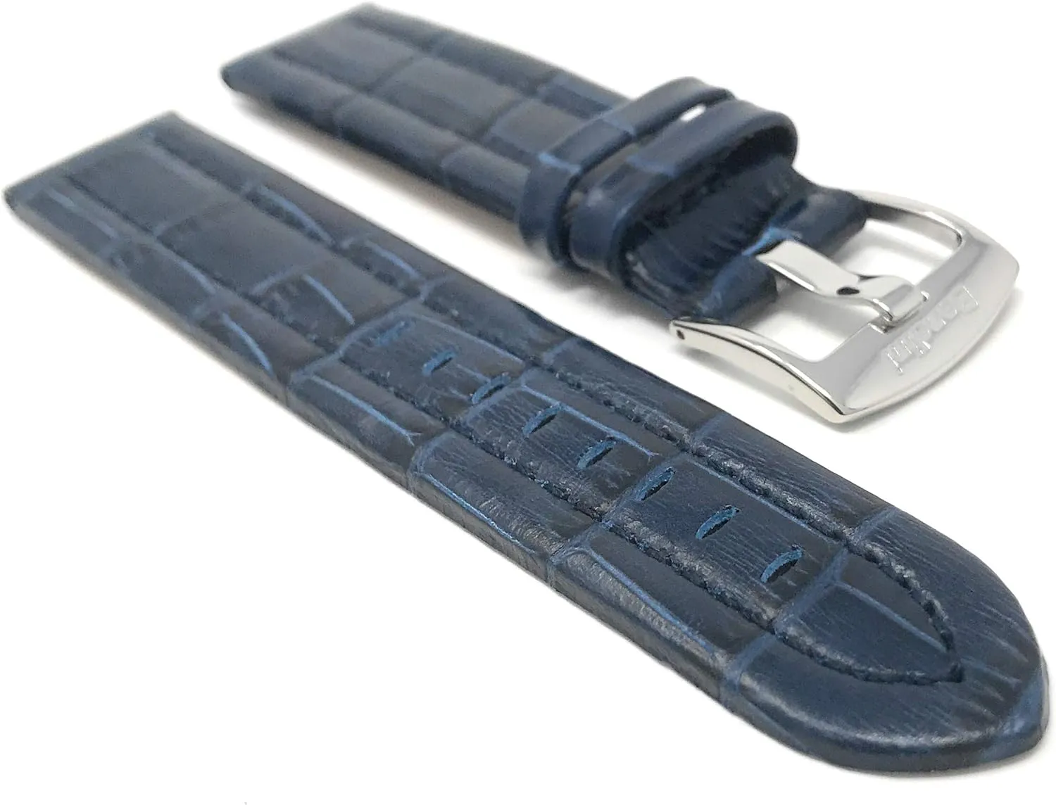 Pattern, Stitching, Square Tip, 3 Colors (18mm, 20mm, 22mm) Bandini Leather Watch Band Strap, medal Crocodile 