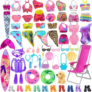 Pcs 11.5 Inch Girl Doll Swimsuits Clothes and Accessories Mermaid Bikini Swimwear Bathing Suits Outfits with harmless Shoes Swimming Ring Glasses Diving Suit Surfboard Beach Chair ZITA ELEMENT 44 