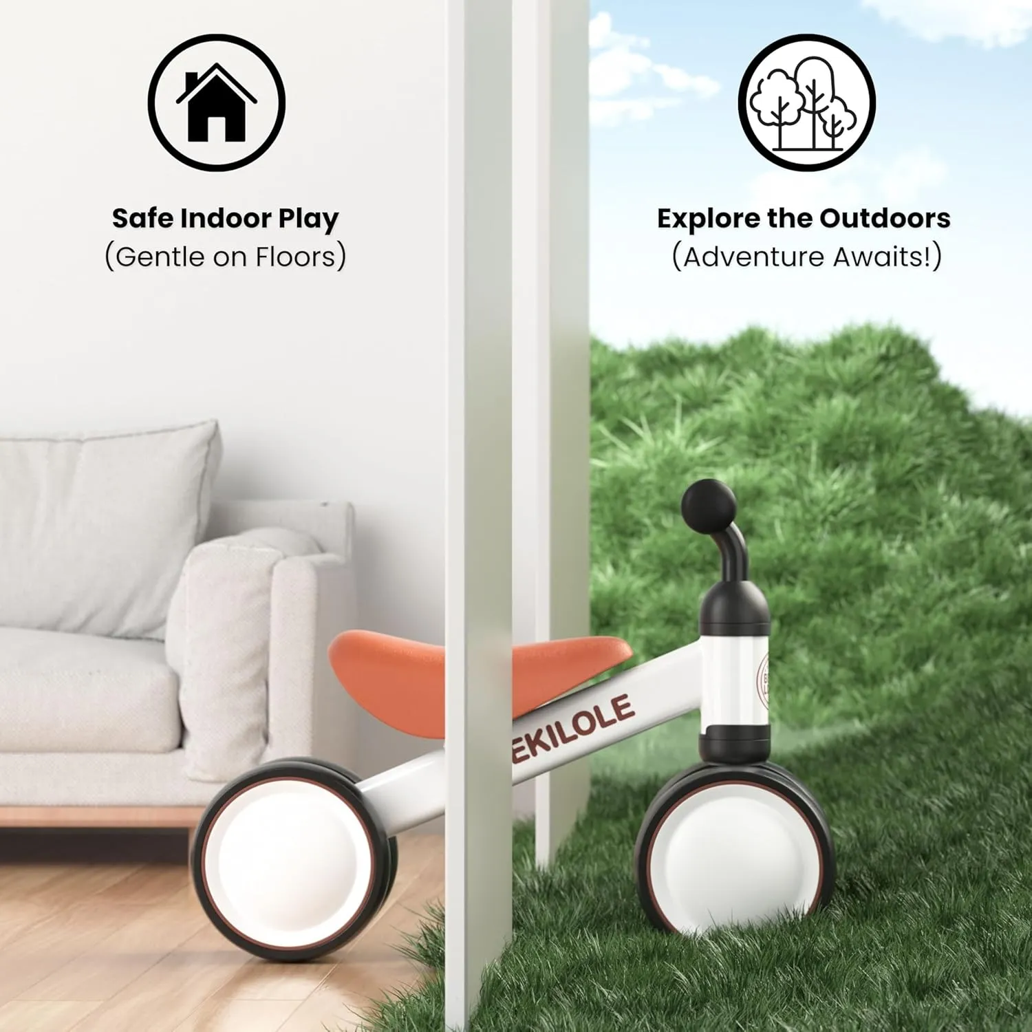 Pedal 4 Silence Wheels&Soft Seat First Riding on Toys$ One Year duet aural pace portable traditional hive Old Boy Birthday Gifts$ White & Brown BEKILOLE Balance Bike Toys for 1 Year Old Boy Gifts$ 12-24 Month Toddler Balance Bike$ No 