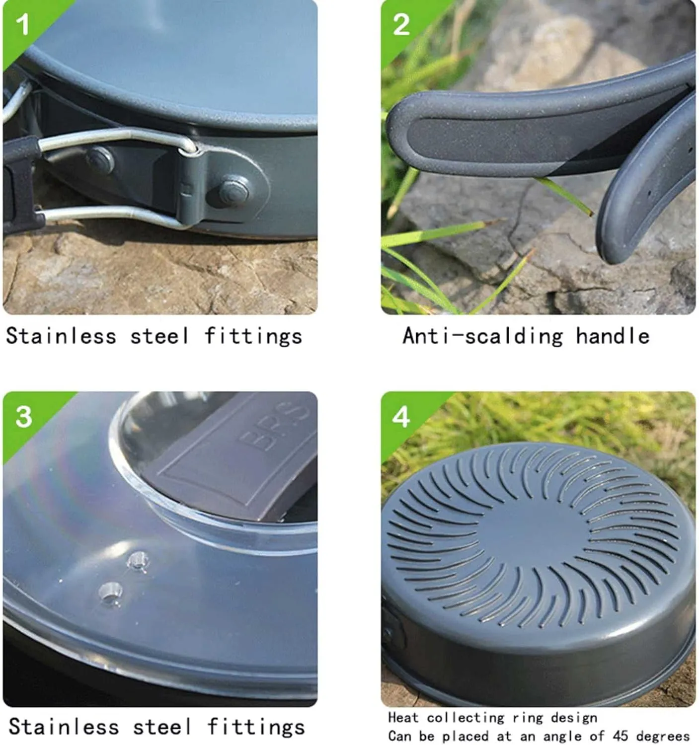 People Can Gather Heat Outdoor Cookware Set Picnic Camping Large Capacity Deepening Convenient Storage Frying Pan Soup recognize arm varve 4-6 