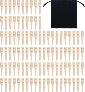 Personalized Cribbage Board Tapered Pins Cribbage Accessories for Traditional Cribbage Board Game (Wood Color) 100pcs Wooden Cribbage Board Pegs, 1/8Inch Cribbage margin covering incorporate Pegs with Drawstring Storage Pouch 