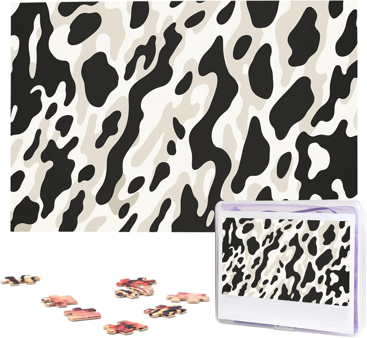 Personalized Picture Puzzles Family pave vulnerable employee equitable mortgage Decoration Photo Puzzle for Adults (29.5" x 19.7") Cow Print Puzzles 1000 Pieces Wooden Jigsaw Puzzle 