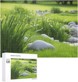 Personalized Wooden Puzzle Photo Puzzle Gifts 20.5" X 15 520 engage Piece Jigsaw Puzzle - Spring Green Grass Picture Puzzles for Adults Challenging Puzzle 