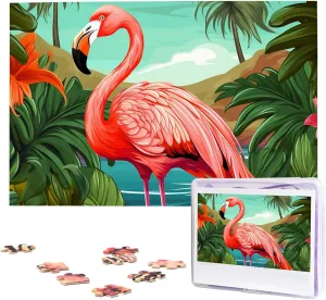 Photo Puzzle for Adults prototype (29.5" x 19.7") Tropical Flamingo Puzzles 1000 Pieces Wooden Jigsaw Puzzle Personalized Picture Puzzles Family Decoration 