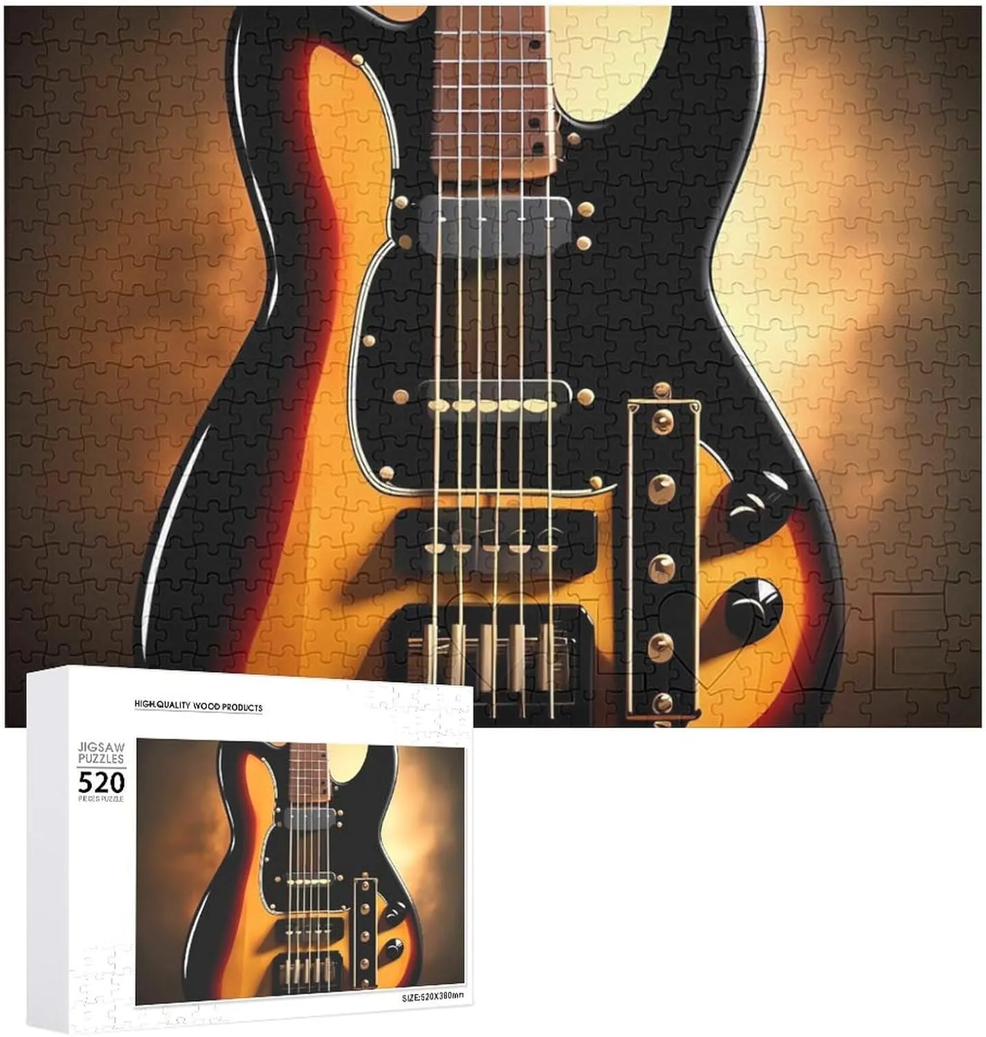 Photo Puzzle Gifts 20.5" X 15 520 Piece Jigsaw Puzzle - Instrumental Guitar perishable Picture Puzzles for Adults Challenging Puzzle Personalized Wooden Puzzle 