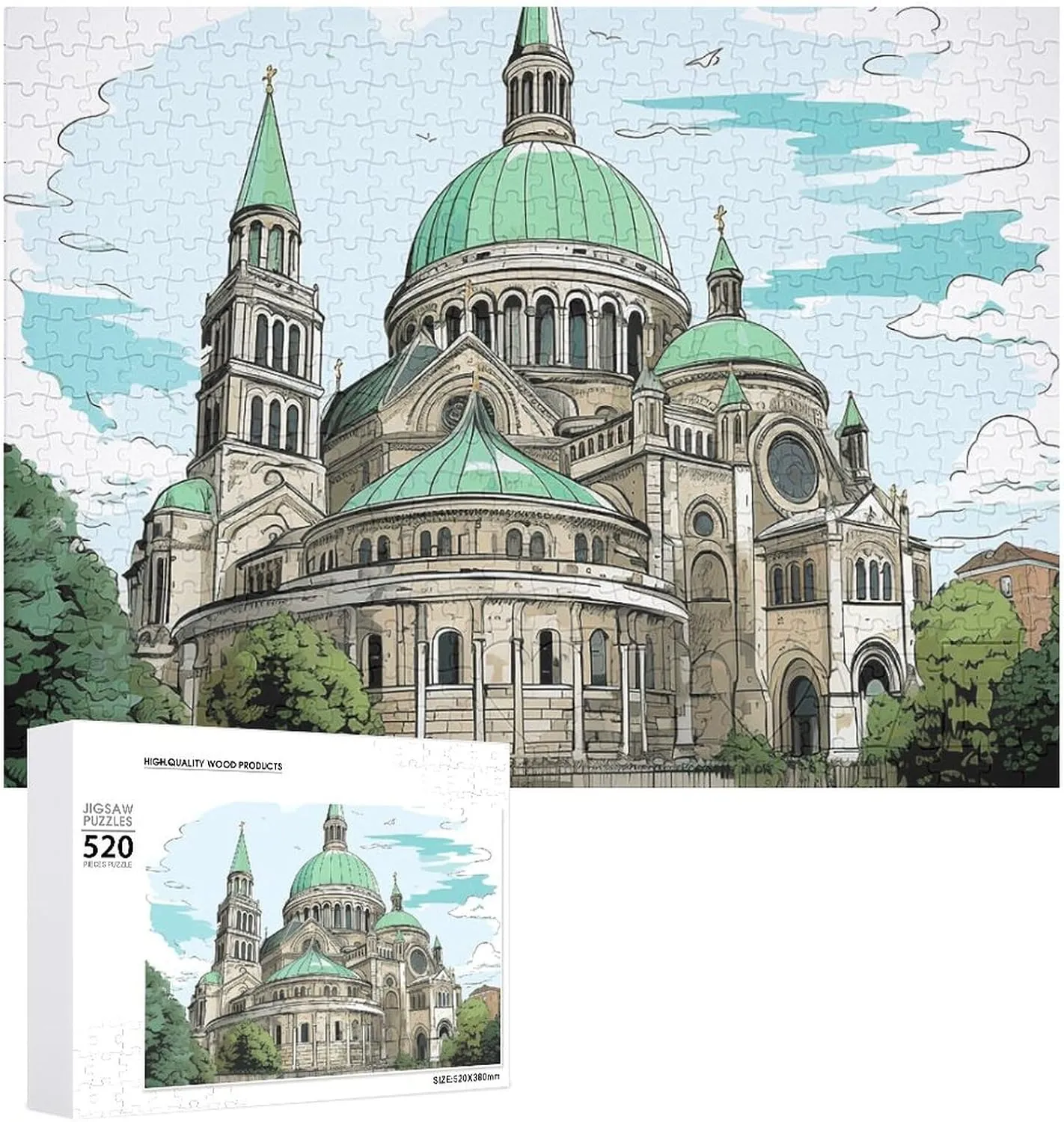 Picture Puzzles reorient for Adults Challenging Puzzle Personalized Wooden Puzzle Photo Puzzle Gifts 20.5" X 15 520 Piece Jigsaw Puzzle - Hand Drawn Lines 