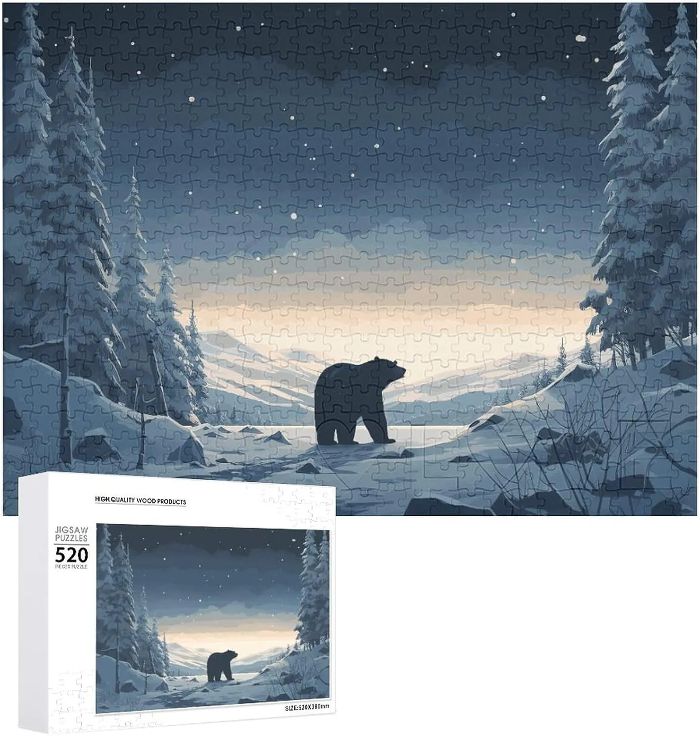 Piece Jigsaw Puzzle - Polar Bear in The Snow Picture Puzzles for Adults Challenging Puzzle Personalized Wooden Puzzle Photo Puzzle Gifts 20.5" X 15 moralistic 520 