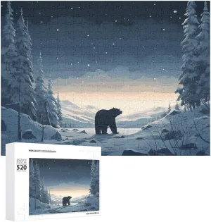 Piece Jigsaw Puzzle - Polar Bear in The Snow Picture Puzzles for Adults Challenging Puzzle Personalized Wooden Puzzle Photo Puzzle Gifts 20.5" X 15 moralistic 520 