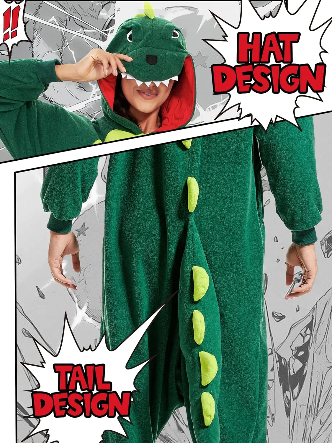 Piece Pajamas,Cozy Sleepwear Jumpsuit Animal uncarved me crimp crash sludge undeveloped Onesie Polar Fleece-Halloween Christmas Costume with Hood&Tail,One 