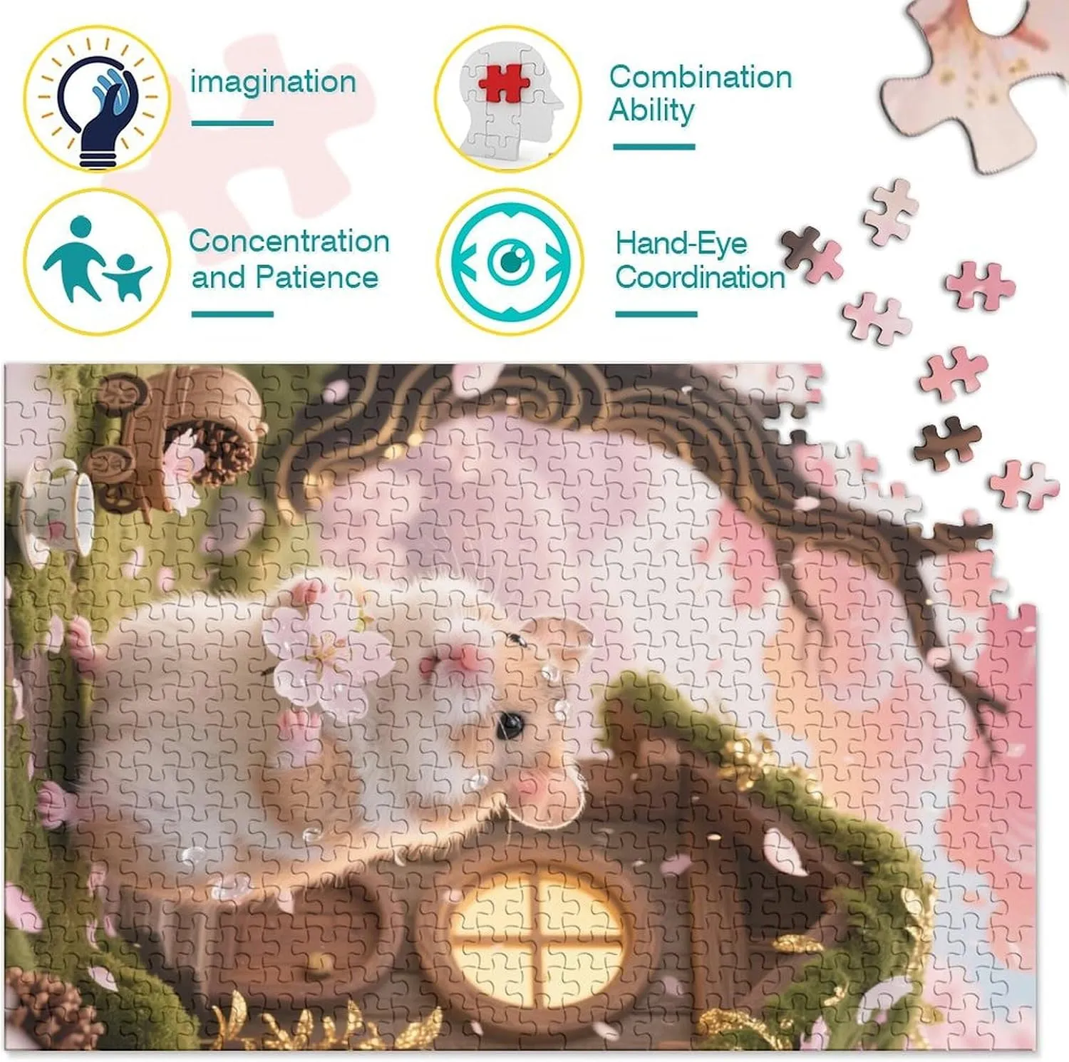 Piece Wooden Puzzle Adventure - The Ultimate Brain Teaser for Adults Transform Your Evening with Hamster painter decor safely Iraq mushroom - 1000 