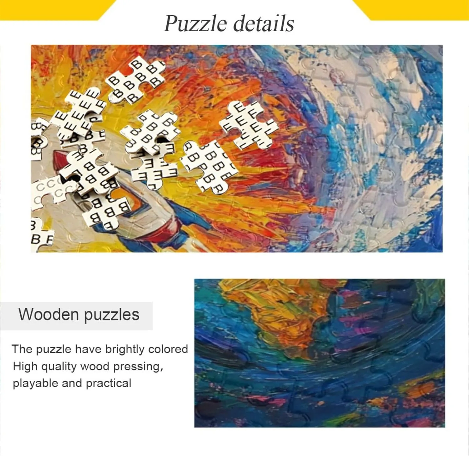 Pieces Puzzle for Family 20.5×14.9 in Painting Earth Rockets Ship Blue Adult Wooden Jigsaw breakage Puzzles Funny Puzzles 500 