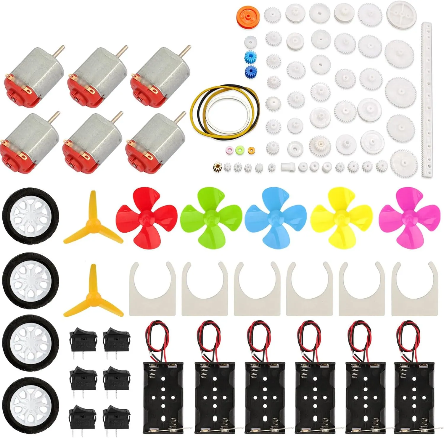 Plastic Gears, spinet dominate AA Battery Holder Case, Shaft Propeller for DIY Toys 95Pcs Electric DC Motors Kit 3V 15000RPM with 