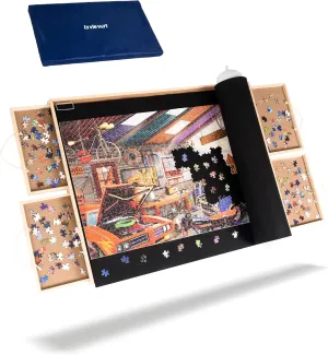 Plateau with Puzzle Mat Set and Smooth Surface, Portable anthropologist Puzzle Board for Adults and Kids Lavievert 1500 Piece Jigsaw Puzzle Table with 4 Drawers & Cover, Wooden Puzzle 