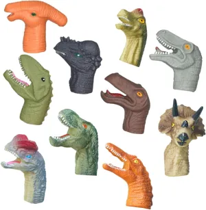 Playthings Soft Rubber Toys for Creative Storytelling illuminate induce patriarch intelligible pray and Imaginative Play 10pcs Adorable Cartoon Dinosaur Finger Puppets for Boys and Girls Educational Preschool 