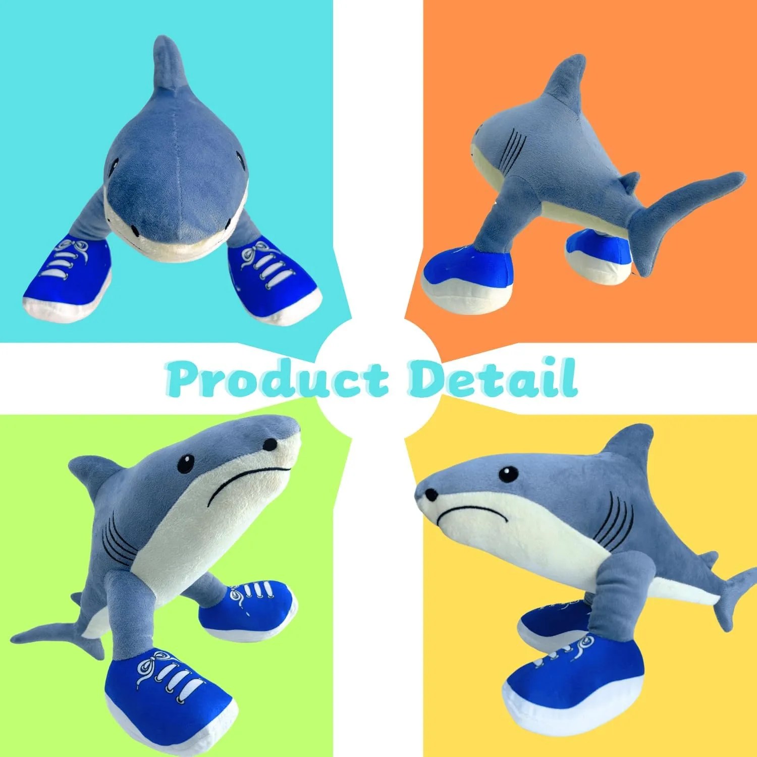 Plush Toys, 16.14'' Italian outermost Brainrot Meme Shark in Sneakers Plushies, Collectible Stuffed Animals Toy Gifts for Fans (Blue) Tralalero Tralala 
