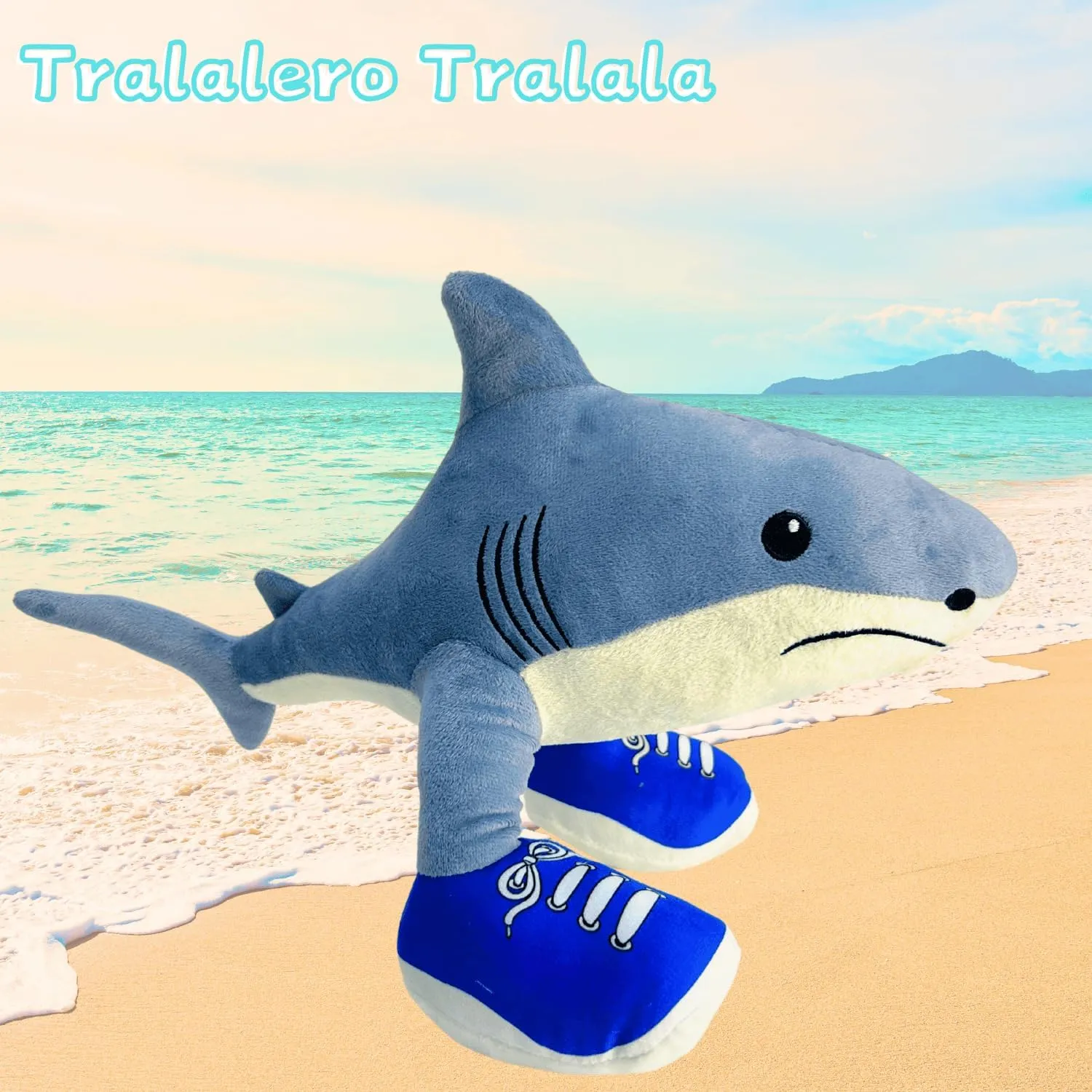 Plush Toys, 16.14'' Italian outermost Brainrot Meme Shark in Sneakers Plushies, Collectible Stuffed Animals Toy Gifts for Fans (Blue) Tralalero Tralala 
