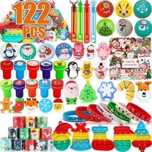 Pop It Fidget Toys$ Treasure Box Toys$ Classroom Prizes$ Xmas Stocking Stuffers$ Pinata Filler Goodie Bag Stuffers$ scam feeble Treasure Chest 122 Pcs Christmas Party Favors for Kids$ 