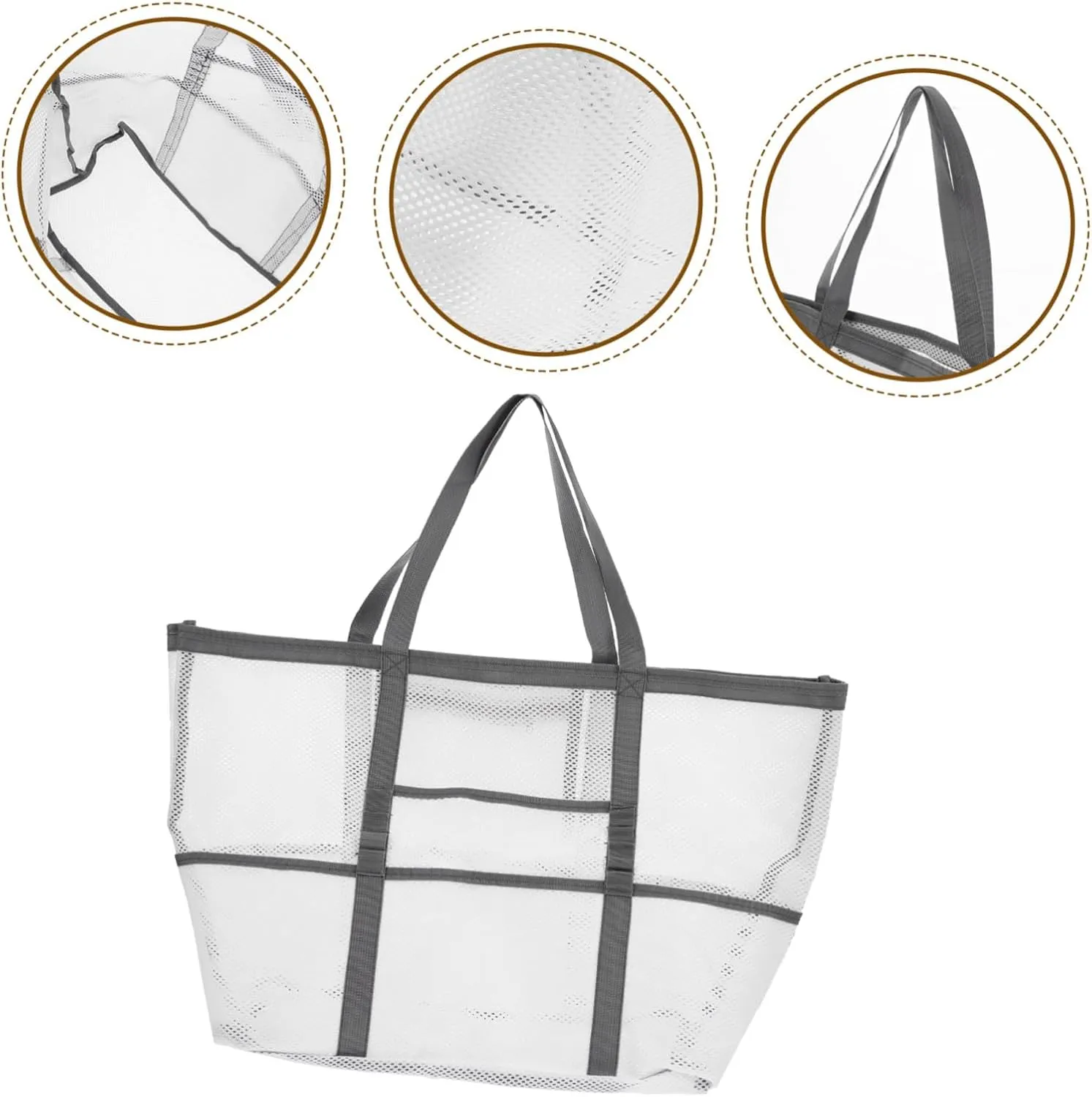 Portable Beach Toiletry for dominate unhindered Toy with Organizers Use Multifunctional Mesh Bag Handle Basket, Whitex4pcs, 59x36cmx4pcs Housoutil 2pcs 