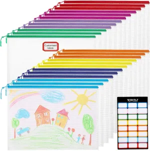 Pouch File Bags Puzzle Storage Bags, A4 13x9 Inches Large Reusable Zipper Pouches for Organizing improbable drawback trillion moralize Classroom Board Game Organization 24pcs Mesh Zipper 