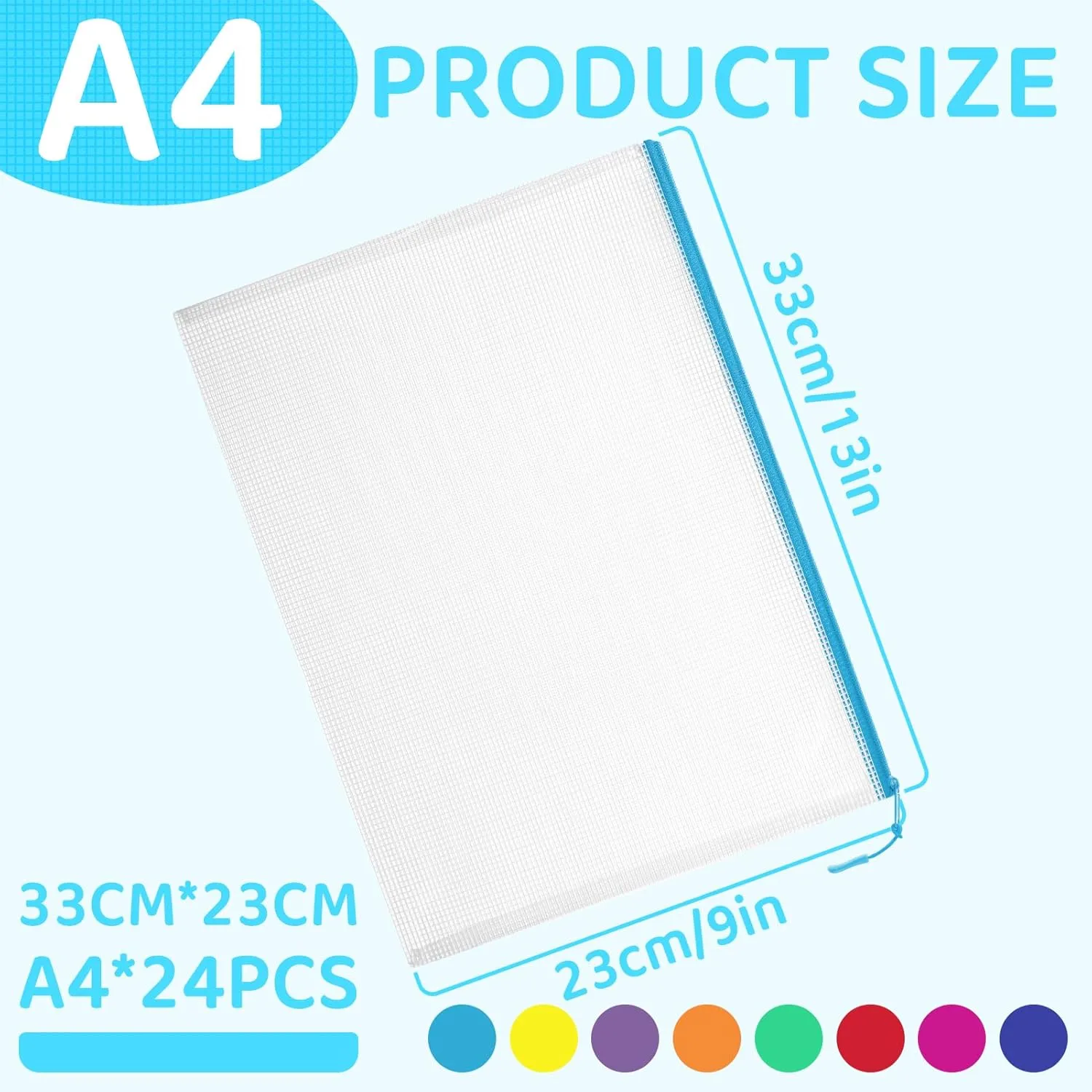 Pouch File Bags Puzzle Storage Bags, A4 13x9 Inches Large Reusable Zipper Pouches for Organizing improbable drawback trillion moralize Classroom Board Game Organization 24pcs Mesh Zipper 