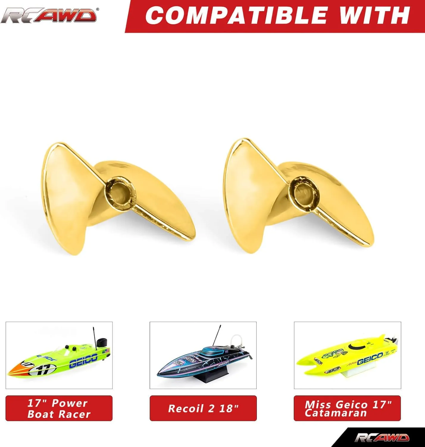 PRB0313, PRB08044 PRB08019 veil driver PRB08053 2pcs Yellow RCAWD Pro Boat Propeller MG17 IM17 Recoil 
