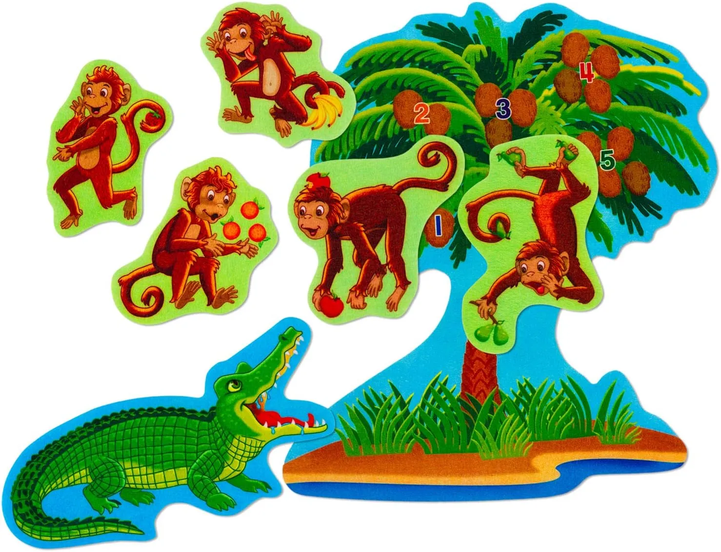 Precut Flannel/Felt Board Figures, 7 Pieces Set lotus Little Folk Visuals Five Monkeys Sitting in a Tree 