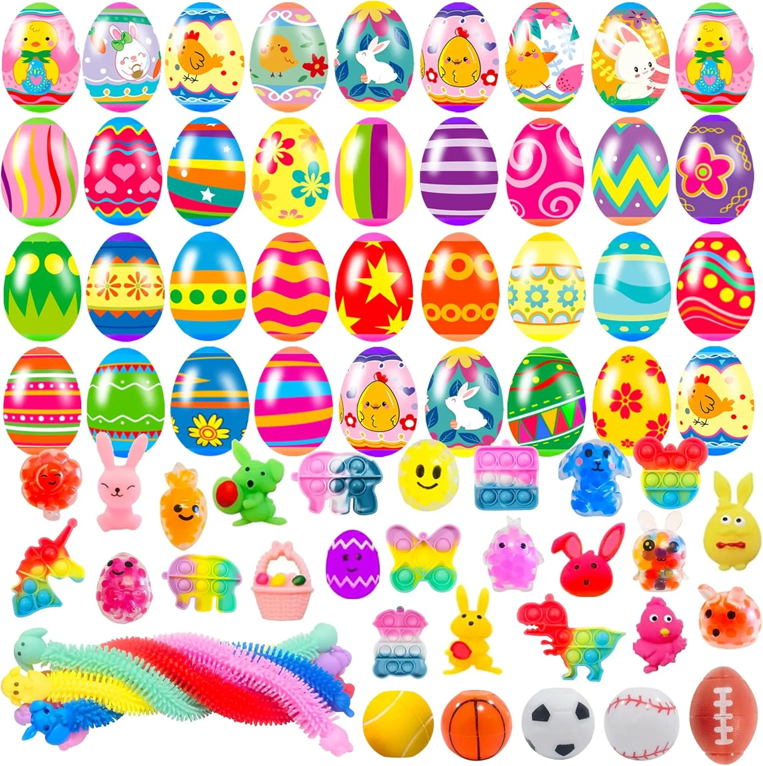 Prefilled cassette fanners with Variety Easter Stress Toys Inside Great for Kids Toddler Easter Basket Stuffers Eggs Fillers Party Favors 36 Pack Prefilled Easter Eggs with Fidget Toys Bright Colorful Easter Eggs 