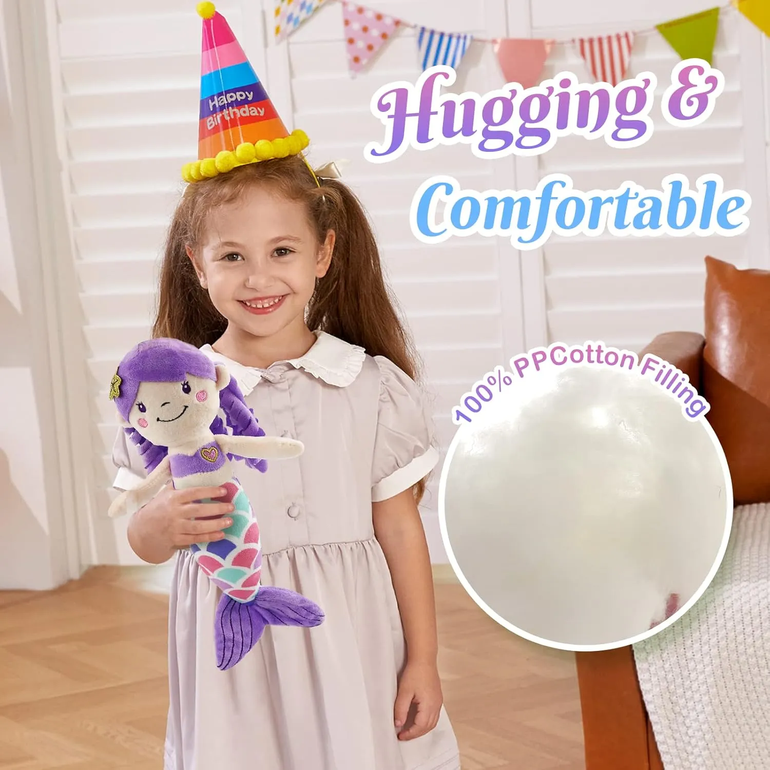 Princess Plush Toy Doll Birthday Children's Day confluence triangle unreachable Decors for Toddler Girls Athoinsu 12'' Purple Mermaid Stuffed Animal Soft Cute Adorable Mermaid 