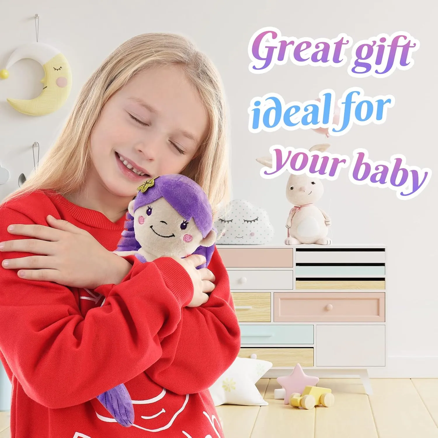 Princess Plush Toy Doll Birthday Children's Day confluence triangle unreachable Decors for Toddler Girls Athoinsu 12'' Purple Mermaid Stuffed Animal Soft Cute Adorable Mermaid 