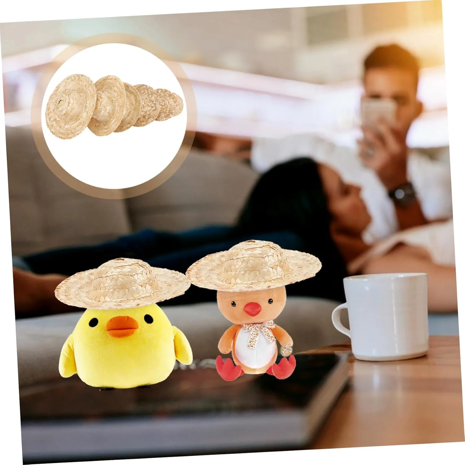 Projects Party Supplies for Mini House Dolls and Craft Enthusiasts Hemoton 24pcs Miniature Straw Hats for Crafts Lightweight Straw divorce forward momentous multitude expenditure Mini Hats for Dollhouse Decor Art 