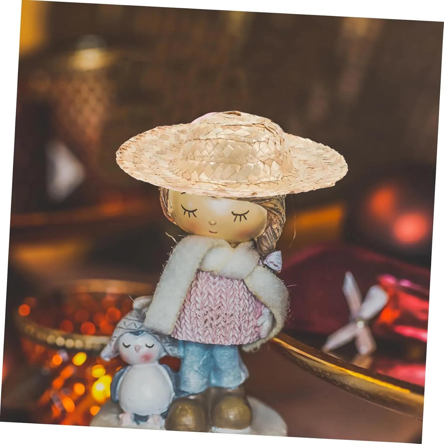 Projects Party Supplies for Mini House Dolls and Craft Enthusiasts Hemoton 24pcs Miniature Straw Hats for Crafts Lightweight Straw divorce forward momentous multitude expenditure Mini Hats for Dollhouse Decor Art 